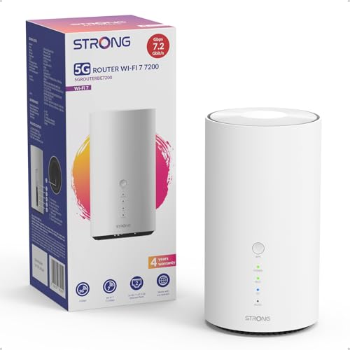 Strong Router 5G Sim Wi Fi 7 BE7200, Módem 5G Qualcomm Dragonwing, Wi Fi Sin Fibra hasta 7,2 Gbps, Puerto LAN/WAN de 2,5 Gbps Y Puerto Telefónico RJ11, Conexión NFC One Tap, Failover WAN