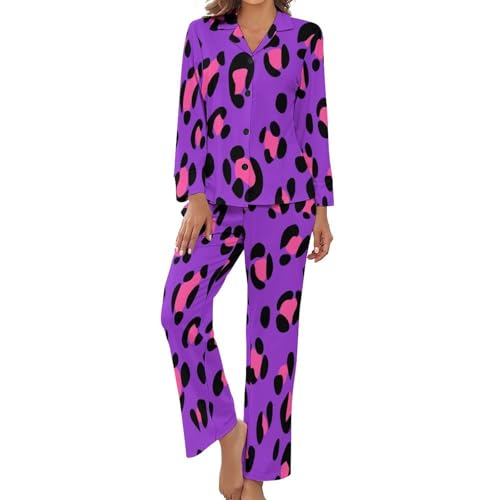 Vêtements de nuit haut et pantalon imprimé léopard style urbain printemps