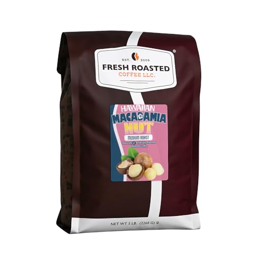 Image of Fresh Roasted Coffee, Hawaiian Macadamia Nut Flavored Whole Bean Coffee, Medium Roast, Kosher, 5 lb (80 oz)