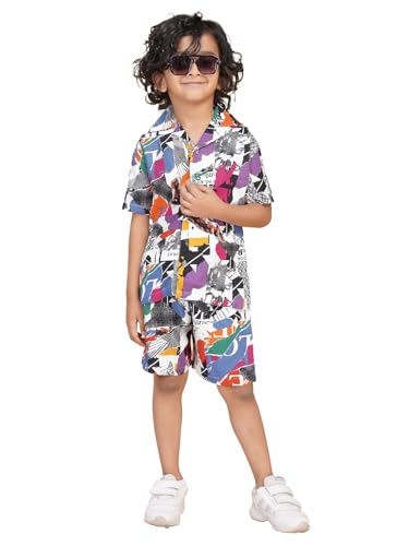 Image of Ninos Dreams Boys Cotton Rayon Coord Set with shorts /Holiday Shirt & Shorts