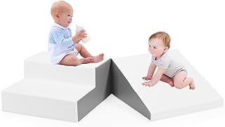 COSTWAY Toddler Climb and Crawl Foam Play Set, Children's Stairs and Ramp Software Activity Toys, Baby Soft Play Equipment for Climbing, Sliding, Crawling (White+Grey)