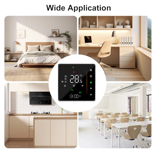 Thermostat WiFi Intelligent Chauffage au Sol Eau Programmable LED Noir