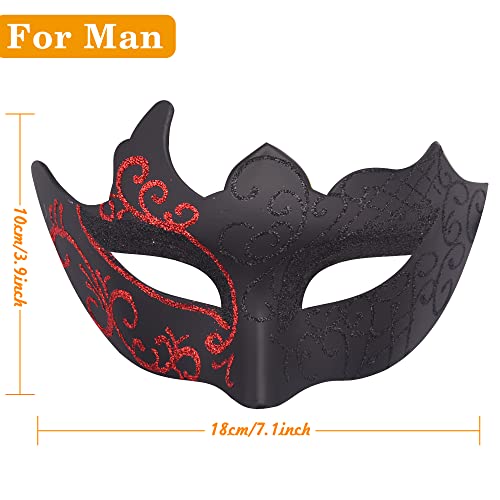 SIQUK Couple Masquerade Masks Set Venetian Party Mask Plastic Halloween Costume Mask Mardi Gras Mask for Women and Men