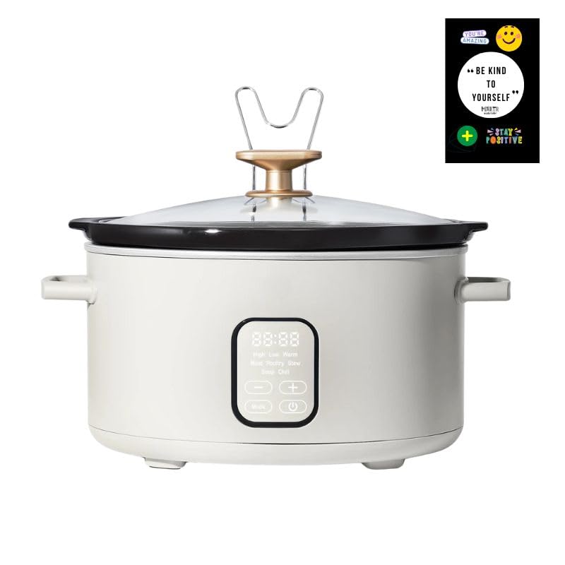 Programmable Automatically Slow Cooker White Icing by Drew Barrymore Large 4 quart capacity serves up to 7 people