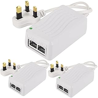 Lonnky 3-Pack PoE Power Adapter Supply Injector Ethernet with Wall Plug, IEEE 802.3af Compliant, 10/100Mbps, for IP Phones, IP Cameras or Access Points etc, 48V 0.5A
