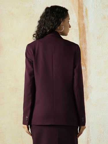 Image of High Star Women Solid Longline Length Oversized Notch Lapel Collar Full Sleeve Blazer