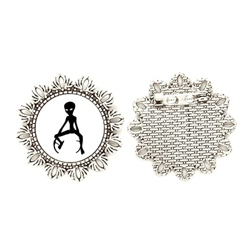 Broche de plata con diseño de flores joya mediana Universe And Alien para vestidos de mujer