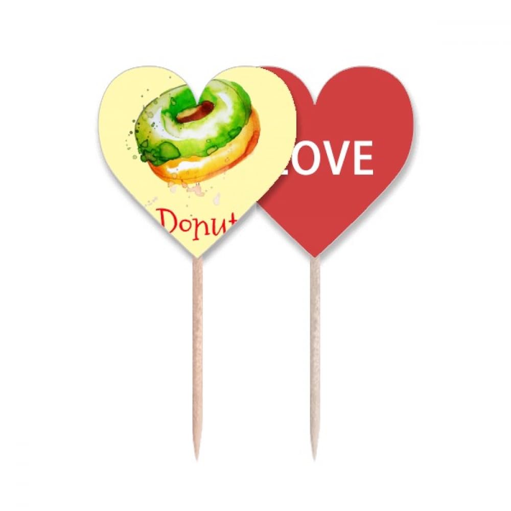 Cure-dents vert aquarelle en cœur pour sublimer vos cupcakes de mariage