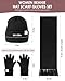 Womens Satin Lined Beanie Scarf Gloves Set, Silk Lined Winter Hats Long Knit Scarf Touchscreen Gloves, Fashionable Warm 3 in 1 Gift Set for Her Women Men(Grey)