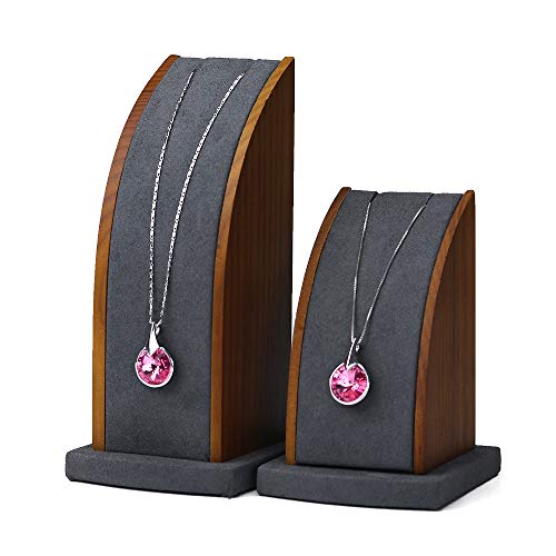 Oirlv 2 Sets Necklace Display Stand Wooden Necklace Organiser Holder Pendant Display Stand