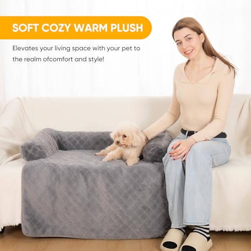 PAWBOSE Hundebett für Sofa,100x88cm Hundebett Grosse Hundedecke, Sofaschutz, Waschbar und rutschfest Hundekissen, Hundecouch für Kleiner Mittelgroße Grosse Hunde, Grau
