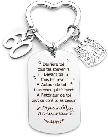 Cadeau Anniversaire 60 Ans - Porte Clef pour Homme et Femme - Cadeau ...