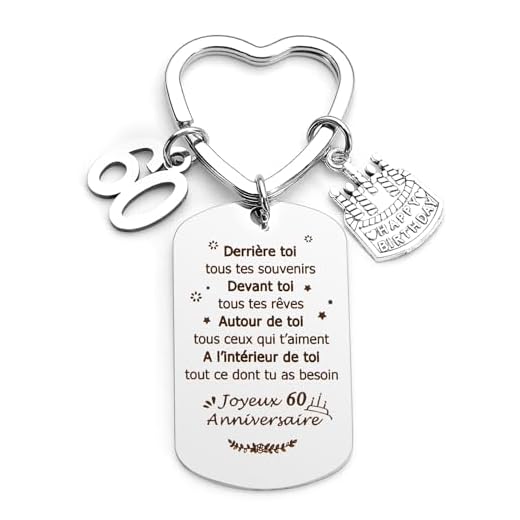 Cadeau Anniversaire 60 Ans - Porte Clef pour Homme et Femme - Cadeau pour Papa, Maman, Papy, Mamie et Amie
