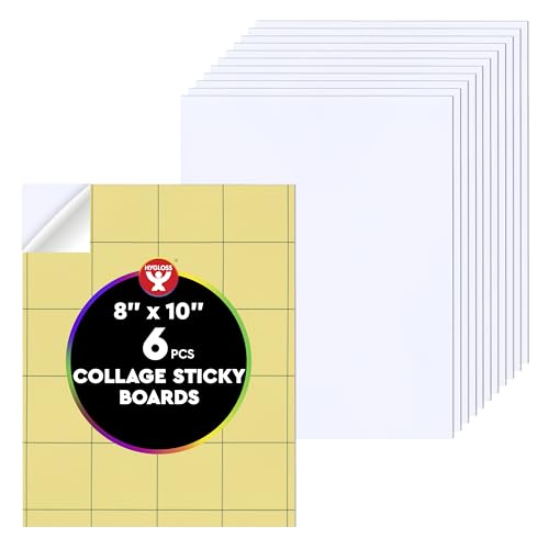 Image of Hygloss Sticky Collage Boards - 6 Pack 8 inchx10 inch Self Stick Collage Boards for Kids - Peel & Stick Mounting Boards for Art Projects, School Crafts, Classrooms, and DIY Displays