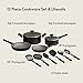 bella 12 Piece Cookware Set with EverGood™ Ceramic Nonstick Coating​, Dishwasher & Oven Safe, All Stovetops Compatible, Tempered Glass Lids and Cool Touch Handles, Black