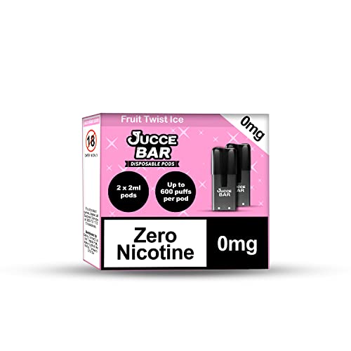 Jucce Bar Disposable Pods 0mg, Up to 600 puffs per pod, 2x2ml Disposable Pods, Compatible with Jucce Bar Vape Kit - No Nicotine - Nicotine Free (Fruit Twist)