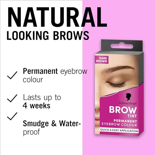 Schwarzkopf Brow Tint Dark Brown (10ml), Permanent Eyebrow Tint, Long-Lasting Intensity, Water- and Smudge-Proof, Easy Application Brow Tint for Up to 10 Applications, Vegan Formula