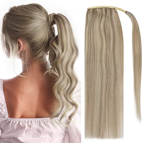 Full Shine Clip in Ponytail 20 Inch Ash Blonde Highlights