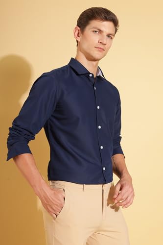 Fyltr Men's Blue Regular Fit Solid Full Sleeve Shirt Noble Navy - Image 3