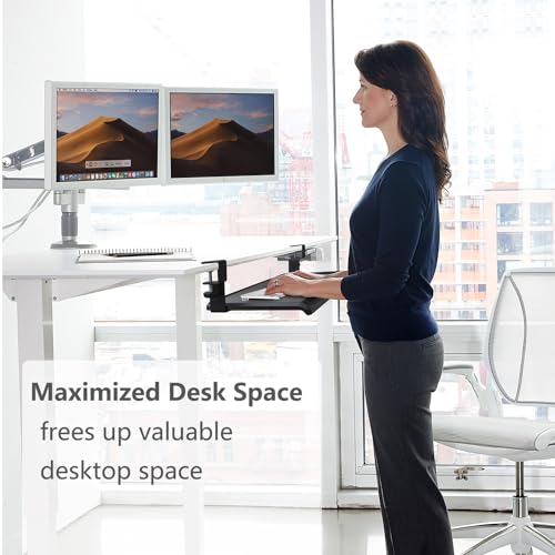 Max Smart Clamp On Keyboard Tray Under Desk, Keyboard Drawers, Keyboard Platforms, 20inch, Easy Assembly, Slide-Out Platform Computer Drawer for Typing by MAX SMART - Used condition - Image 5