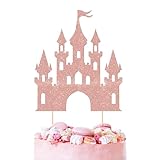 1 décoration de gâteau en forme de château de princesse à paillettes   Décoration de gâteau d'anniversaire   Château   Décoration de gâteau pour anniversaire, fête, mariage   Or rose
