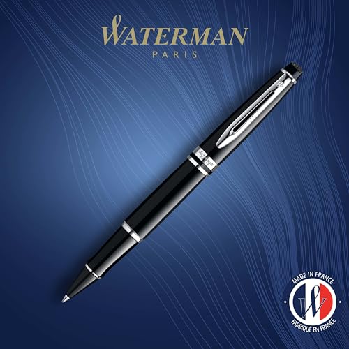 Pióro kulkowe Waterman Expert | Błyszcząca czerń z chromowanym wykończeniem | Precyzyjna końcówka | Czarny tusz | Eleganckie etui