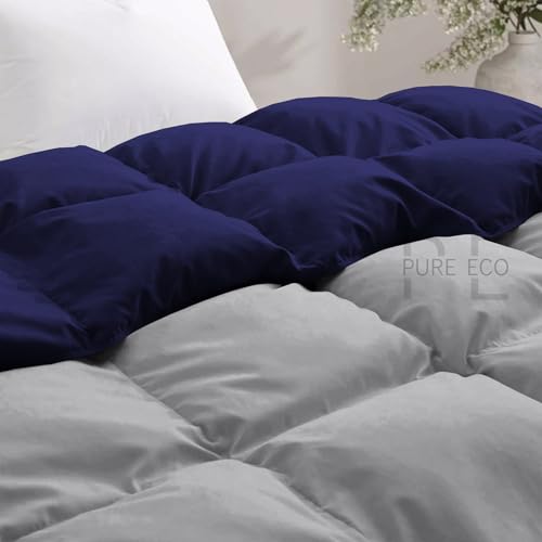 Image of 600 Gsm Heavy Winter Blanket For Double Bed Size (90 inchX100 inch) - 600 GSM Heavy Winter Comforter /Rajai /Duvet /Blanket Microfiber Super Soft Fluffy For Winter Double Bed - Navy Blue /Silver Grey Color