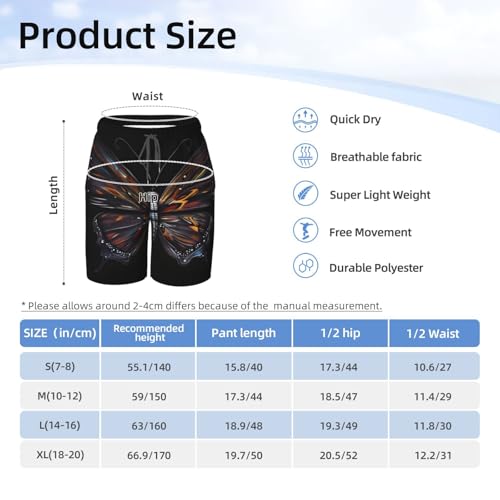 Mystery Butterfly Youth Beach Pants, Soft and Breathable, with Drawstring Waist, Suitable for Sports and Leisure. 5