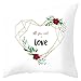 EHOMERY Poszewki na poduszki na krzesło dla dzieci poduszka do salonu fotel serce kwiat 'All Your Need is Love' aksamitne poszewki na poduszki na zewnątrz prostokątne białe czerwone 40 x 40 cm