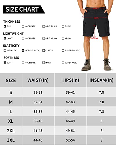 Bermuda cargo masculina para caminhada, secagem rápida, leve, com vários bolsos para pesca, acampame