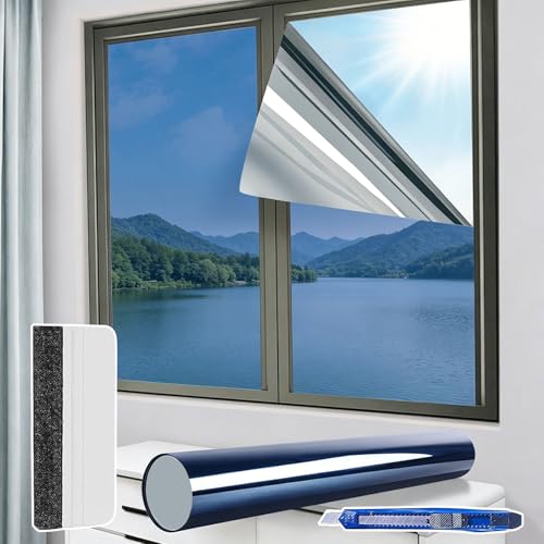 Film pour vitre miroir, protection contre les regards indiscrets, film solaire autocollant pour fenêtre intérieur UV protection réfléchissante film pour...