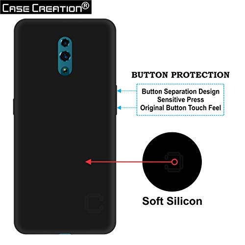 Image of Case Creation for Oppo Reno 2019 Back case, Oppo Reno Slim Flexible Smart Look case with 360 Camera All Angle Protection (Pure Black)