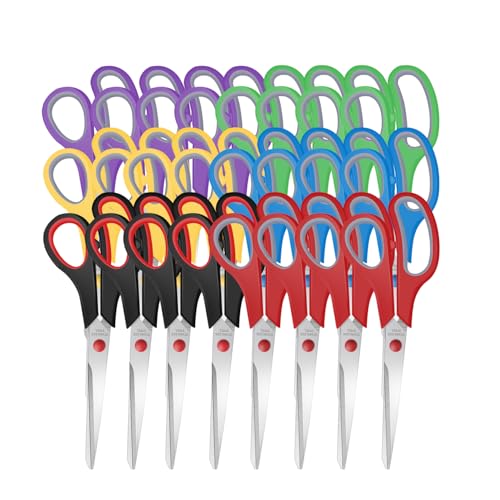 24 PACK Sewing Craft Scissors Bulk 8 Multipurpose Heavy Duty Sharp Paper Scissors Stainless Steel Shears for Home Office School Supplies