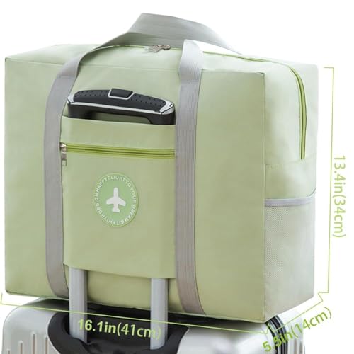 Image of CAVALO - Be Unique Travel Bags for Luggage Spacious with Pockets Foldable Weekender Zipper Duffle Bag, Stylish Handbag Carry on Trolley Bag Waterproof (44 x 18 x 35 cm) (Green)