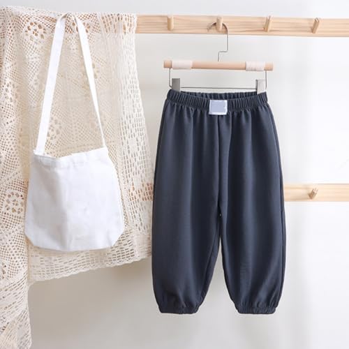 Toddler Cotton Linen Sweatpants Cuffed Ankles Kids Boys Girls Casual Harem Pants Elastic Waist Loose Plain3
