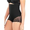 Maidenform-Womens-Shapewear-Firm-Control-Tame-Your-Tummy-High-Waist-Lace-Brief-Cool-Comfort-Fajas-DMS704 Maidenform womens Tame Your Tummy High Waist Lace Briefs, Black Lace, Medium US
