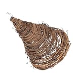 DIKACA Pantalla de Lámpara Ecológica Original Forma de Gorro de Papá Noel Lámpara Decorativa de Ratán Trenzado Color Marrón para Ambientes Festivos y Decoración Elegante