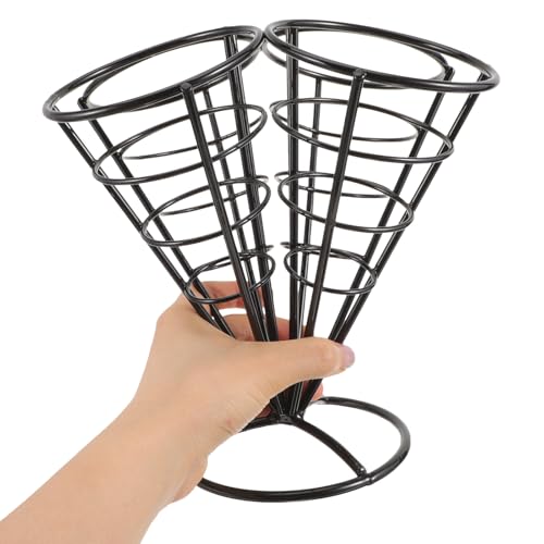 Soporte de cono para papas fritas negro ideal para servir en tus fiestas en casa 5
