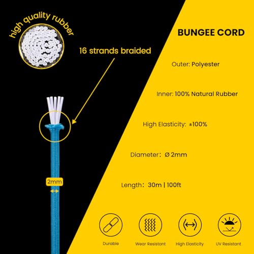 Brotree Elastic Cord Bungee Cord 2mm x 30m Elastic String Rope for DIY Crafts, Sewing, Beading, Jewellery, Necklace, Bracelet - Image 3