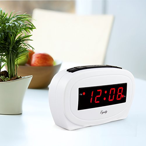 Equity By La Crosse Digital Red Led Electric Alarm Clock, White #TOP4