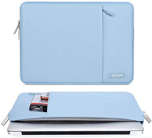 Image of MOSISO Laptop Case 16 inch, 15-15.6 inch Laptop Sleeve Compatible with MacBook Pro 16 M4 M3 M2 M1, HP Acer Dell Lenovo ASUS Notebook, Polyester Vertical Computer Sleeve Bag with Pocket, Air Blue