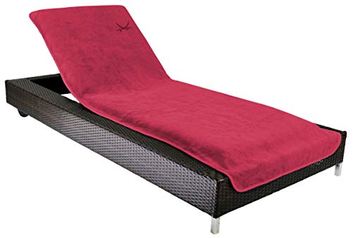 Sansibar Schonbezug für Gartenliege mit gesticktem Säbel Logo Strandliegenauflage Frottee Schonbezug 100% Baumwolle - ca. 75 x 200 cm Pink
