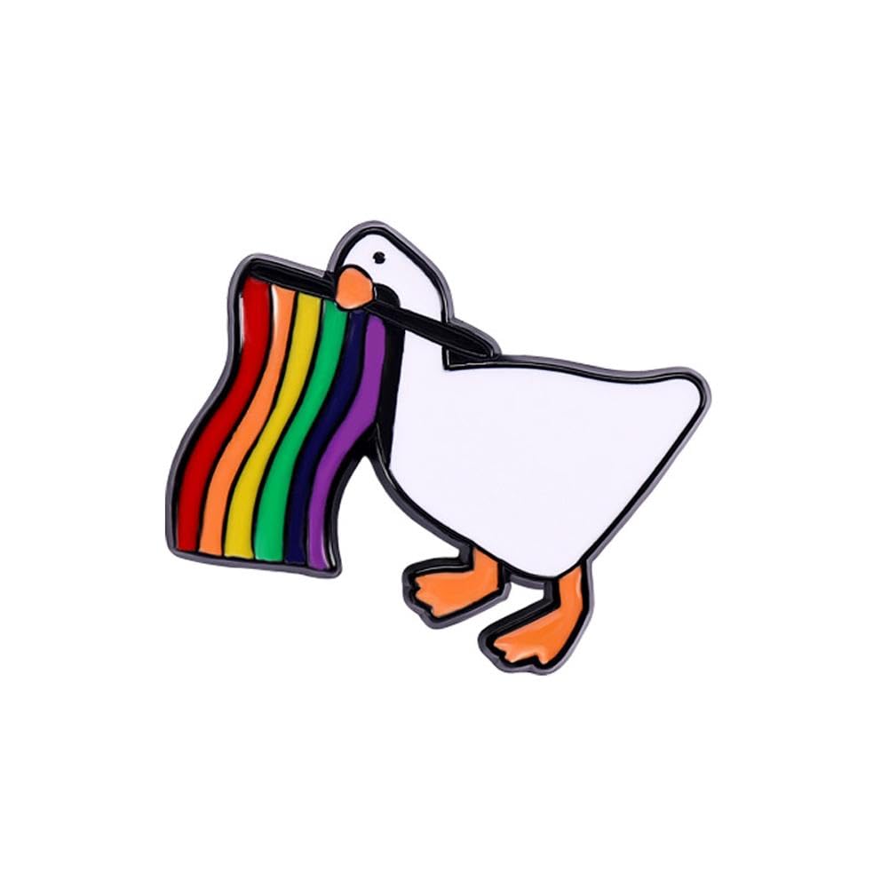 Goose Rainbow Flag Enamel Lapel Pins Cute Animal Metal Badge Brooches Clothes Lapel Accessories Unisex Backpack Jewelry Hat Gifts gay me for safe Jewelry,for Bags trans enamel lgbt with Pride