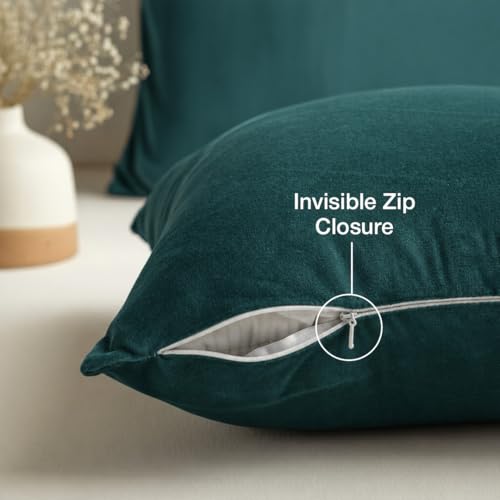 Image of HOMEMONDE Velvet Cushion Covers Set of 5-16x16 Inch Decorative Pillow Cover for Sofa, Couch, Chair, Rama Green