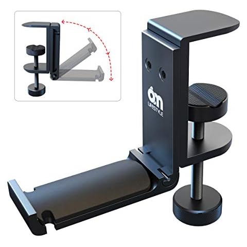 Foldable Headphone Hanger Headset Holder,Universal Aluminum Gaming Headphone Stand Under Desk Hanger Hook Clamp with Cable Organizer,Multi-function Headphone Bracket Mount,Black … Cover