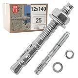Boulons ancrage béton 12x140 25 pcs – Cheville molly acier zingué avec goujon, tige fileté...