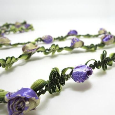 1/2/10 Iarda di Fiori Artificiali in Raso Viola Stringa di Cotone Floreale Foglia Nastro da Cucito per Cucire Passamanerie e Bordi per L'artigianato