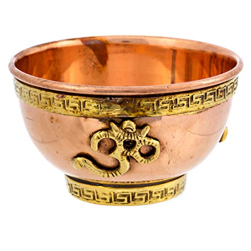 Alternative Imagination Om Copper Offering Bowl for Altar Use, Rituals, Incense, Smudging, Decoration, and More