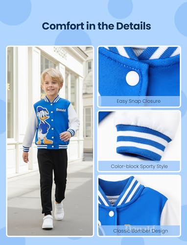 Image of Disney Girl & Boy Varsity Bomber Jacket Fall Sweatshirt Toddler to Big Kid