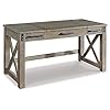 Signature Design by Ashley Aldwin Rustic Farmhouse 60" Home Office Lift Top Desk with Charging Ports, Distressed Gray